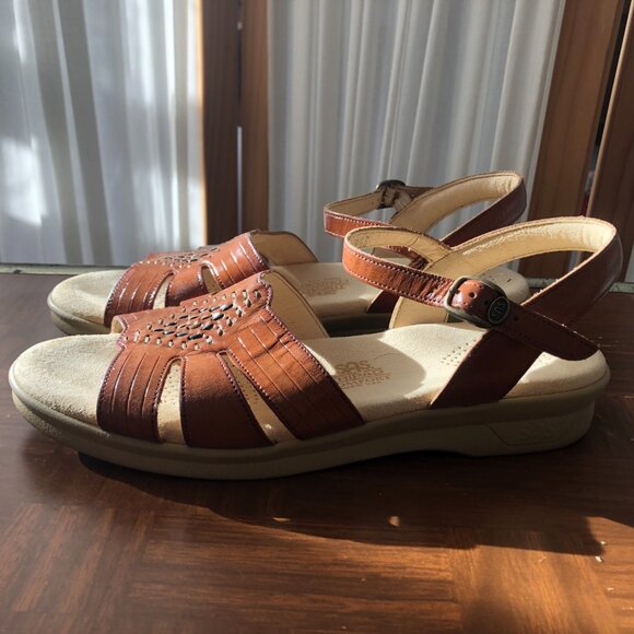 Woman's Sandels SAS Brown Leather 9 1/2 S - Picture 2 of 6